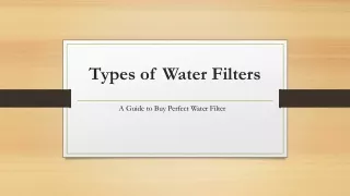 Types of Popular Water Filters