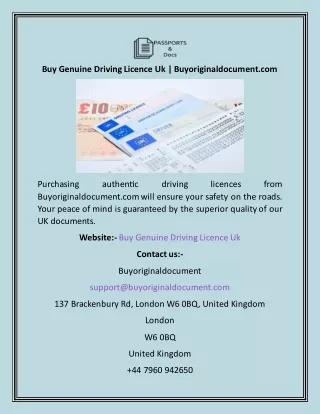 Buy Genuine Driving Licence Uk  Buyoriginaldocument
