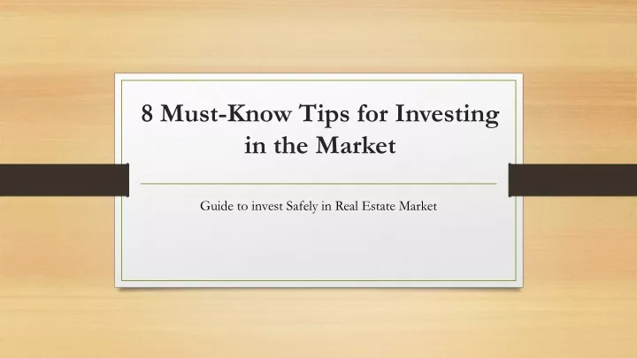 8 must know tips for investing in the market