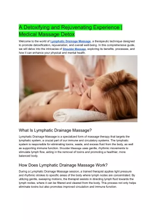 A Detoxifying and Rejuvenating Experience _ Medical Massage Detox
