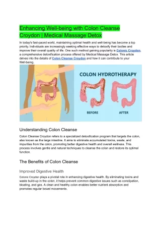 Enhancing Well-being with Colon Cleanse Croydon _ Medical Massage Detox