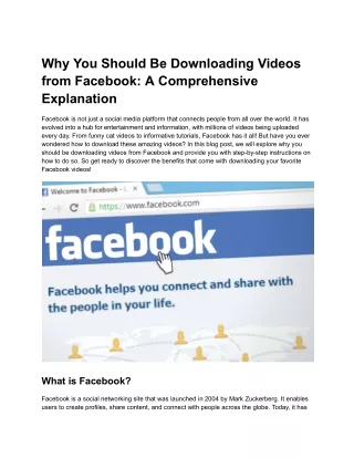 Why You Should Be Downloading Videos from Facebook_ A Comprehensive Explanation
