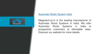 Automatic Roofs System India  Megavent.co.in