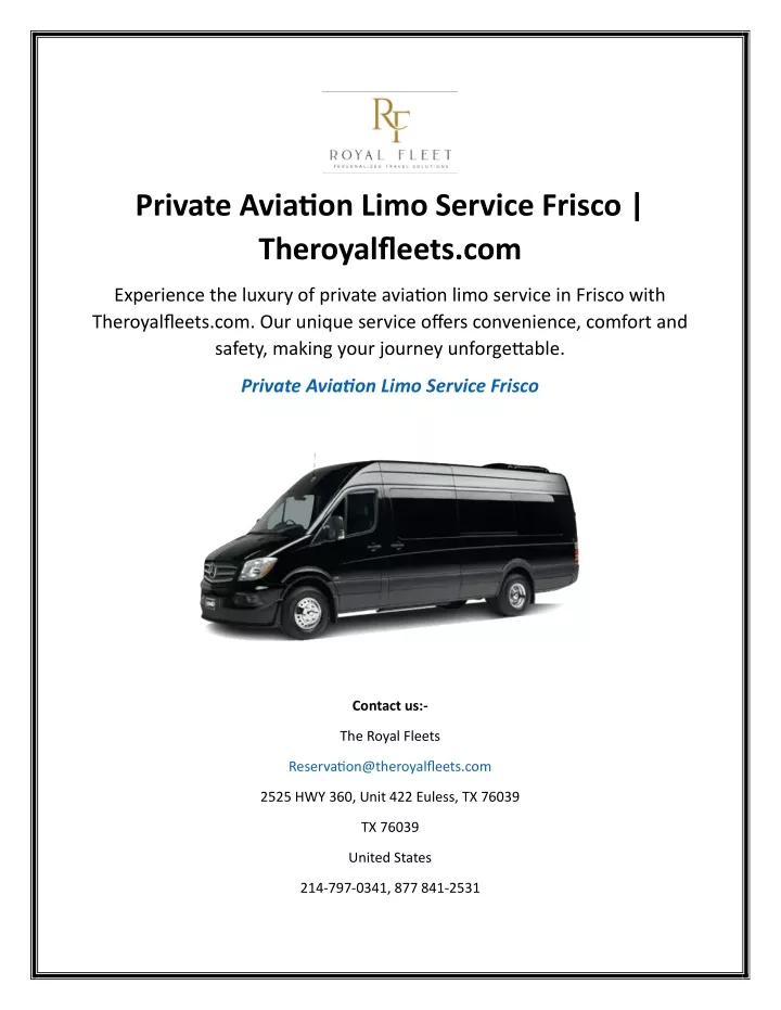 private aviation limo service frisco