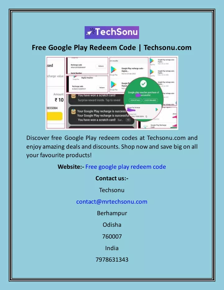 free google play redeem code techsonu com