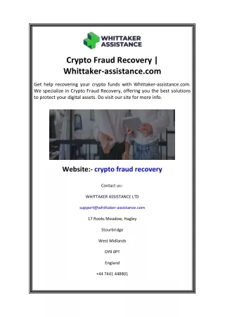 crypto fraud recovery whittaker assistance com