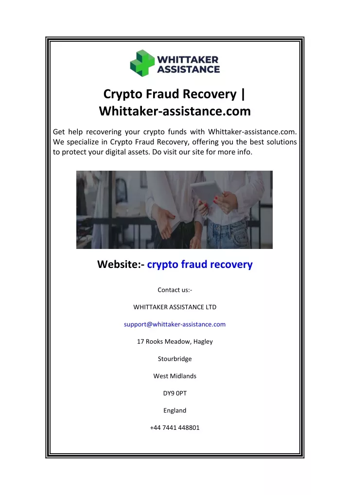 crypto fraud recovery whittaker assistance com
