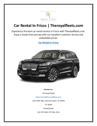 Car Rental In Frisco Theroyalfleets.com