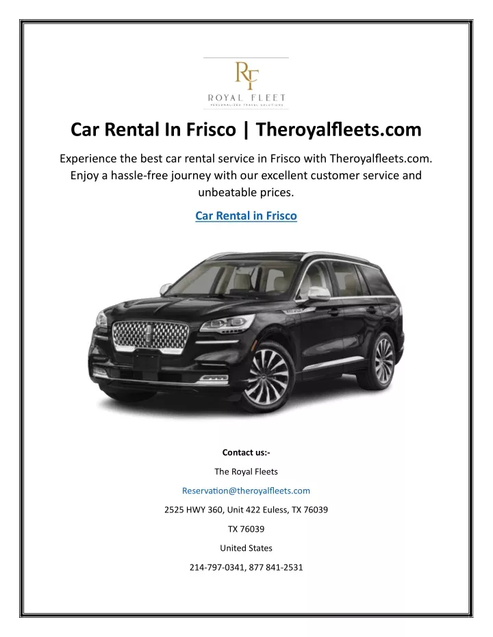 car rental in frisco theroyalfleets com