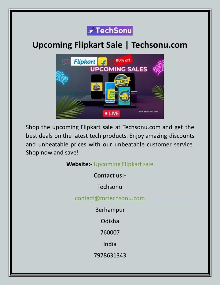 upcoming flipkart sale techsonu com