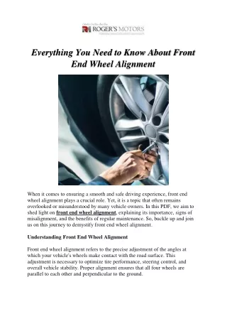everything you need to know about front end wheel