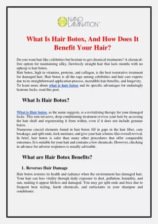 What Is Hair Botox, And How Does It Benefit Your Hair