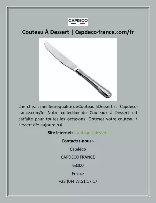 Couteau À Dessert  Capdeco-france.comfr