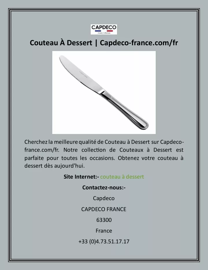 couteau dessert capdeco france com fr