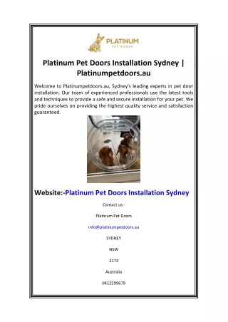 Platinum Pet Doors Installation Sydney  Platinumpetdoors.au