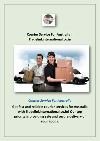 Courier Service For Australia | Tradelinkinternational.co.in