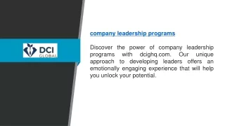 Company Leadership Programs  Dcighq.com