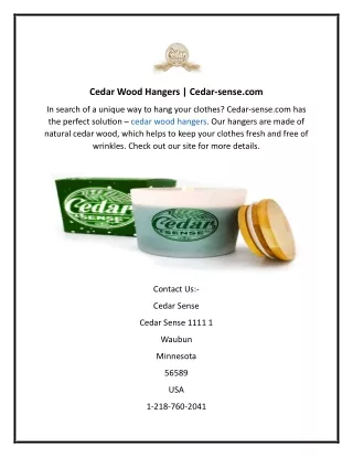 Cedar Wood Hangers  Cedar-sense.com....