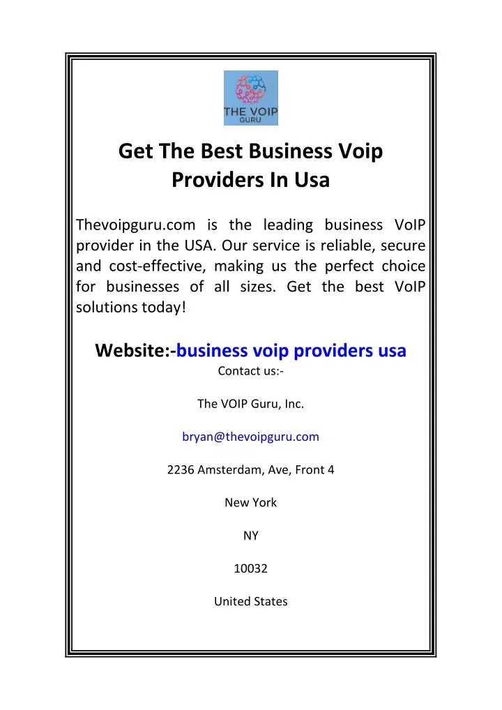 get the best business voip providers in usa