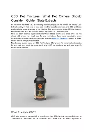 CBD Pet Tinctures_ What Pet Owners Should Consider _ Golden State Extracts