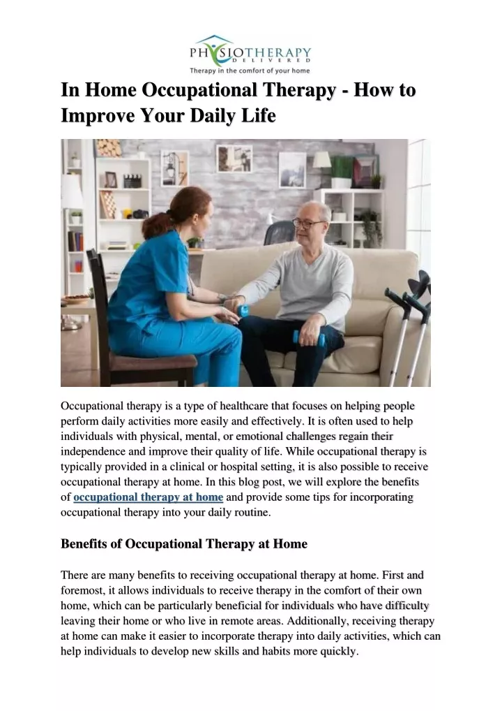 in home occupational therapy how to improve your