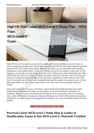 High Hit Rate Latest MCD-Level-2 Study Plan - 100% Pass MCD-Level-2 Exam