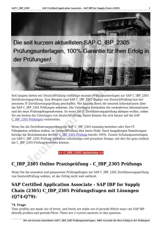 Die seit kurzem aktuellsten SAP C_IBP_2305 Prüfungsunterlagen, 100% Garantie für Ihen Erfolg in der Prüfungen!