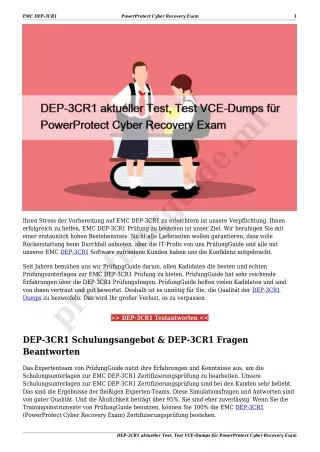 DEP-3CR1 aktueller Test, Test VCE-Dumps für PowerProtect Cyber Recovery Exam