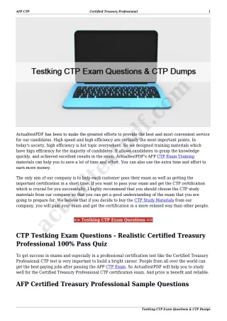 Testking CTP Exam Questions & CTP Dumps