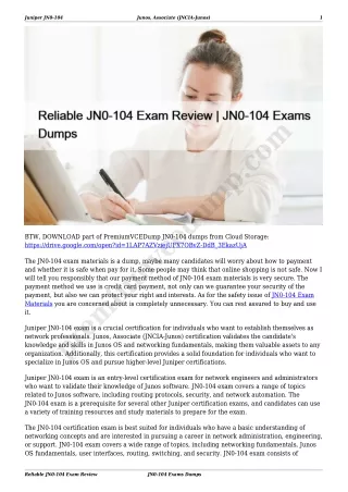 Reliable JN0-104 Exam Review | JN0-104 Exams Dumps