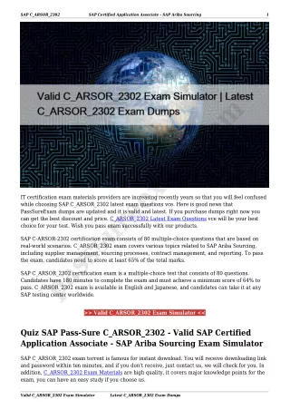 Valid C_ARSOR_2302 Exam Simulator | Latest C_ARSOR_2302 Exam Dumps