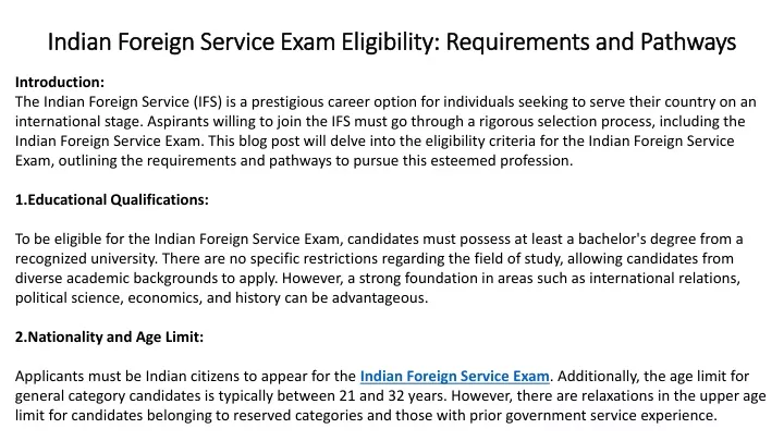 indian foreign service exam eligibility requirements and pathways