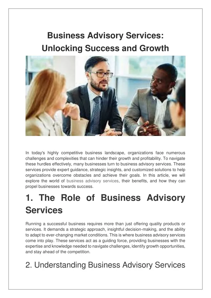 business advisory services unlocking success