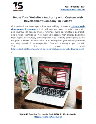 Boost Your Website's Authority with Custom Web Development Company  in Sydney
