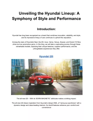 Unveiling the Hyundai Lineup_ A Symphony of Style and Performance