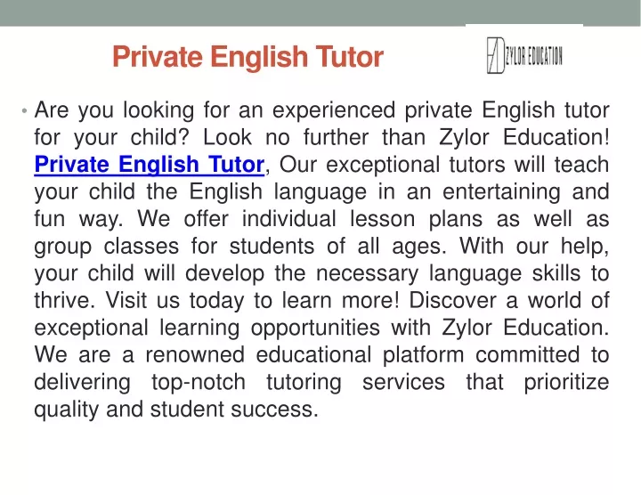private english tutor