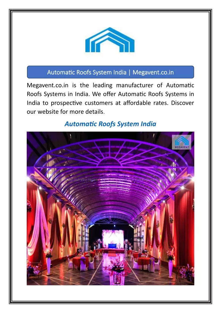 automatic roofs system india megavent