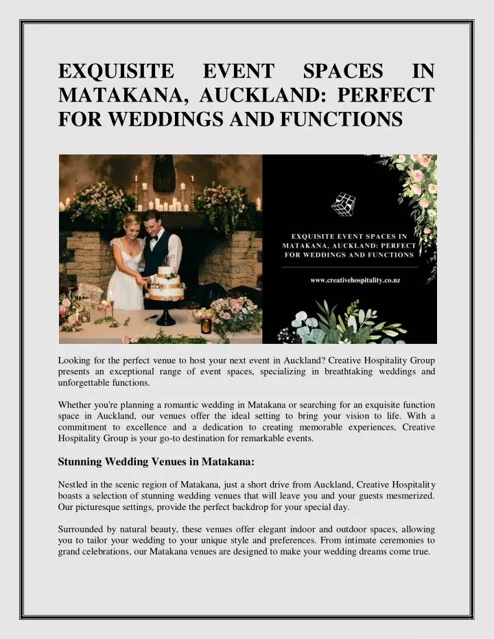 exquisite matakana auckland perfect for weddings