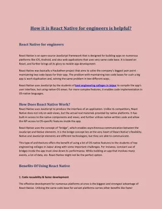 how it is react native for engineers is helpful