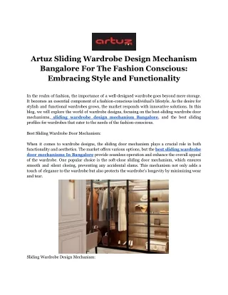 Artuz Sliding Wardrobe Design Mechanism Bangalore For The Fashion Conscious_ Embracing Style and Functionality