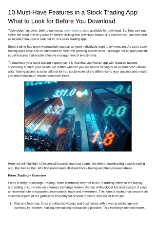 10 must have features in a stock trading app what