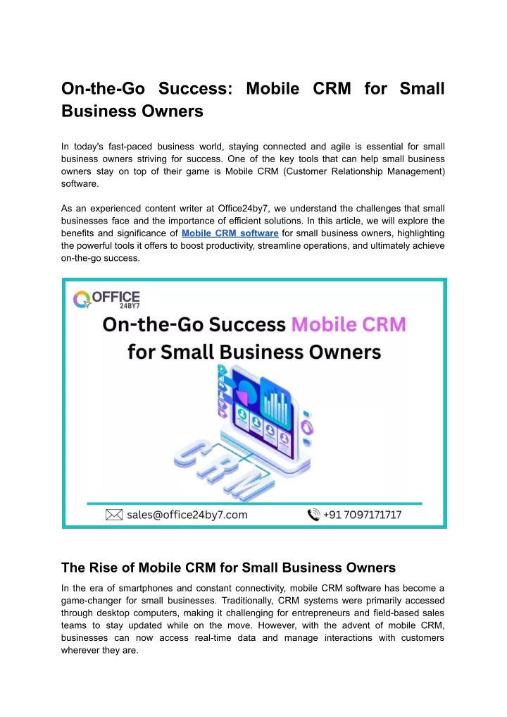 on the go success mobile crm for small business