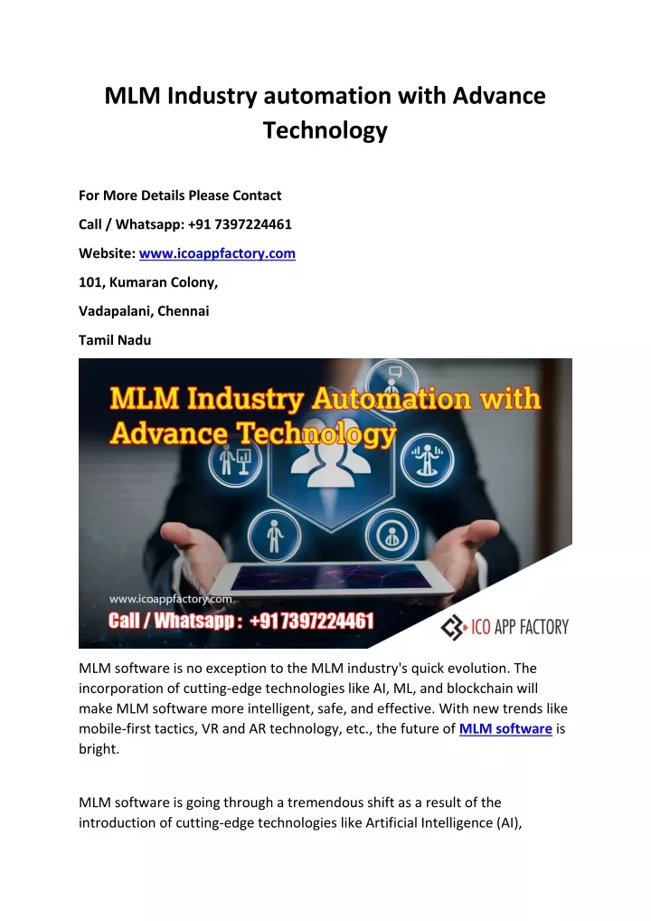 mlm industry automation with advance technology