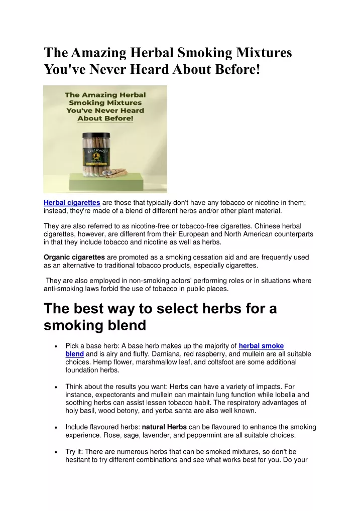 PPT The Amazing Herbal Smoking Mixtures You ve Never Heard About