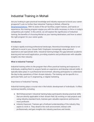 Industrial Training in Mohali