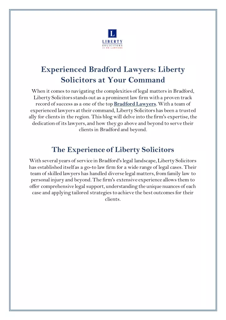 experienced bradford lawyers liberty solicitors