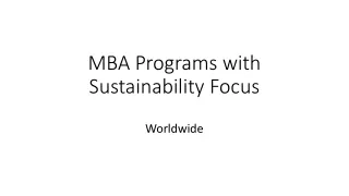 MBA Programs with Sustainability Focus