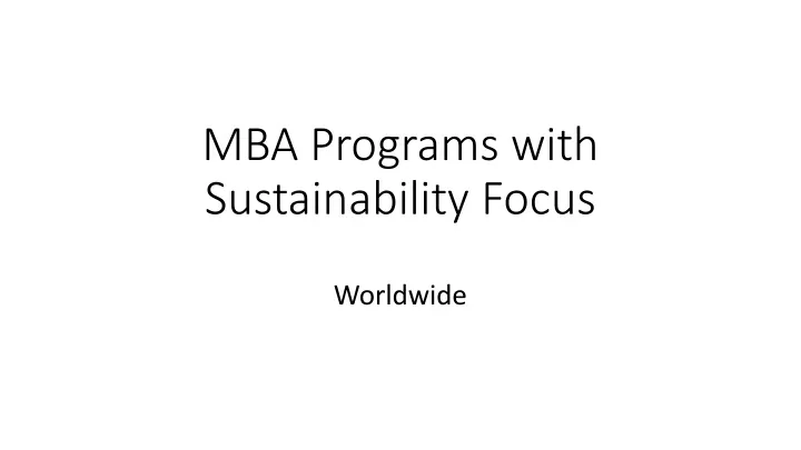 mba programs with sustainability focus