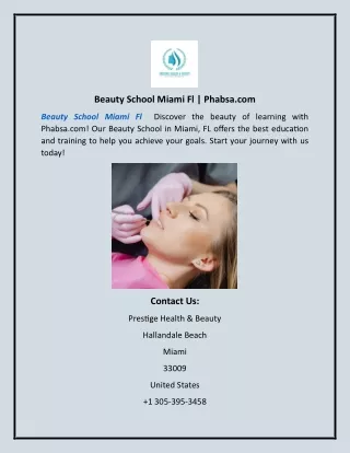 Beauty School Miami Fl | Phabsa.com