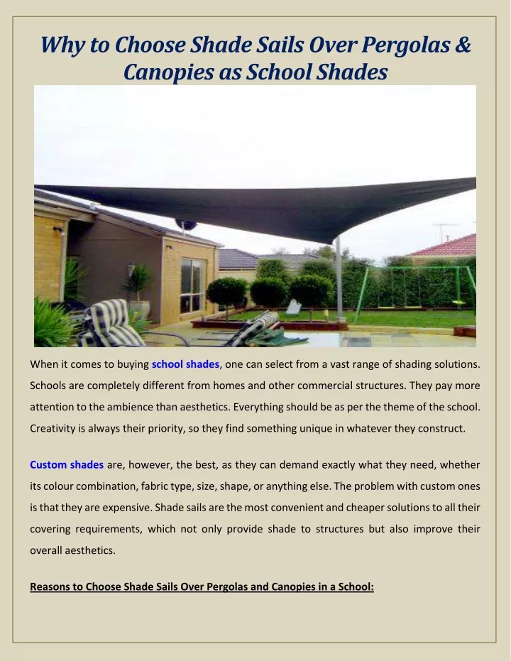 why to choose shade sails over pergolas canopies